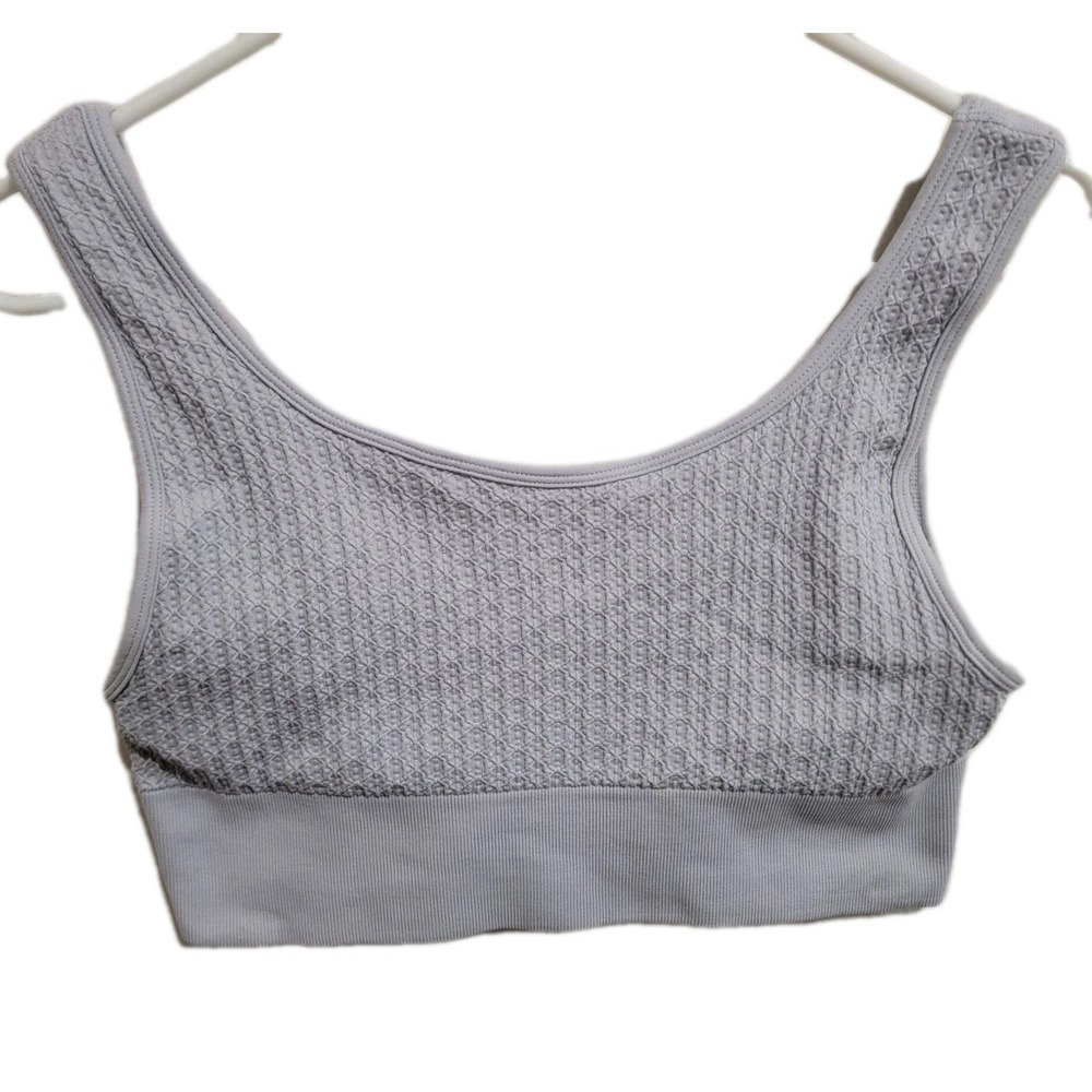 Yogalicious Textured Seamless Clara Bralette XL Periwinkle Lilac Sport Bra EUC
